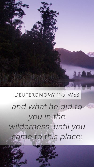Deuteronomy 11:5 WEB Mobile Phone Wallpaper - and what he did to you in the wilderness, until - Mobile Bible Verse Wallpaper