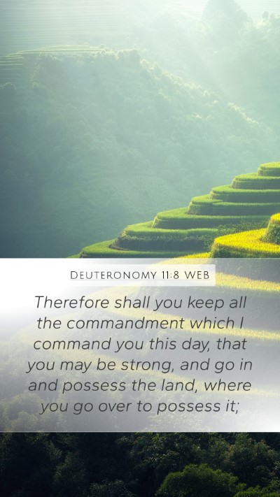 Deuteronomy 11:8 WEB Mobile Phone Wallpaper - Therefore shall you keep all the commandment - Mobile Bible Verse Wallpaper