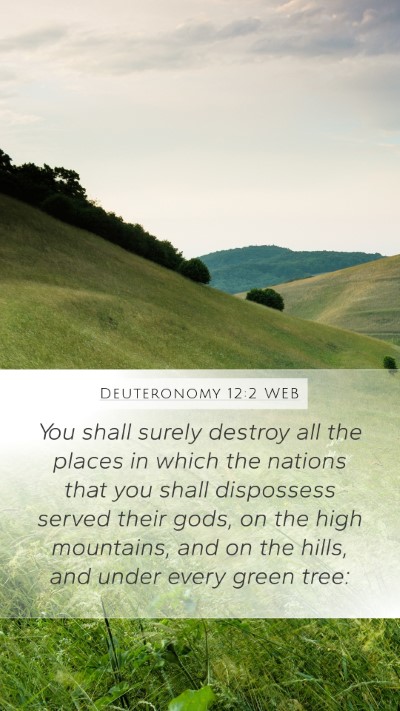 Deuteronomy 12:2 WEB Mobile Phone Wallpaper - You shall surely destroy all the places in which - Mobile Bible Verse Wallpaper