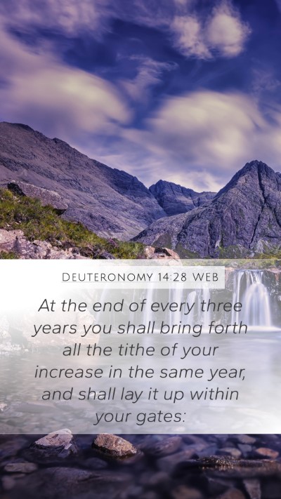 Deuteronomy 14:28 WEB Mobile Phone Wallpaper - At the end of every three years you shall bring - Mobile Bible Verse Wallpaper