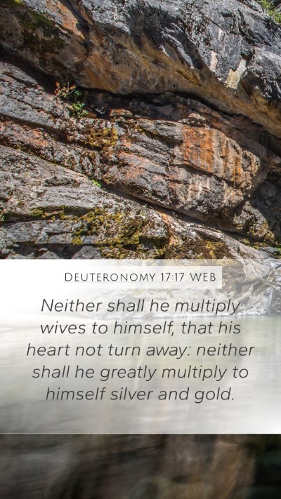 Deuteronomy 17:17 WEB Bible Verse Image