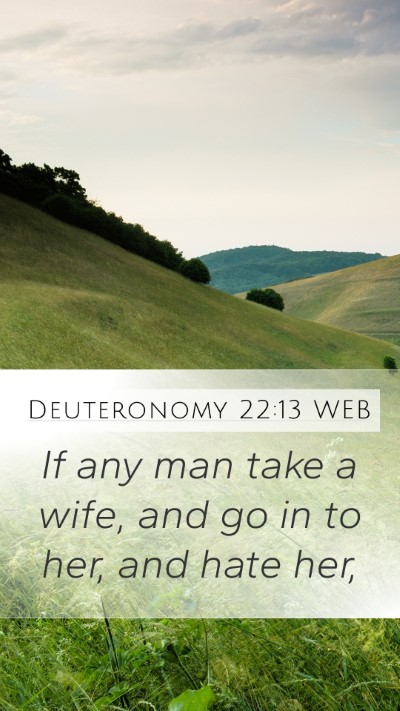 Deuteronomy 22:13 WEB Mobile Phone Wallpaper - If any man take a wife, and go in to her, and - Mobile Bible Verse Wallpaper