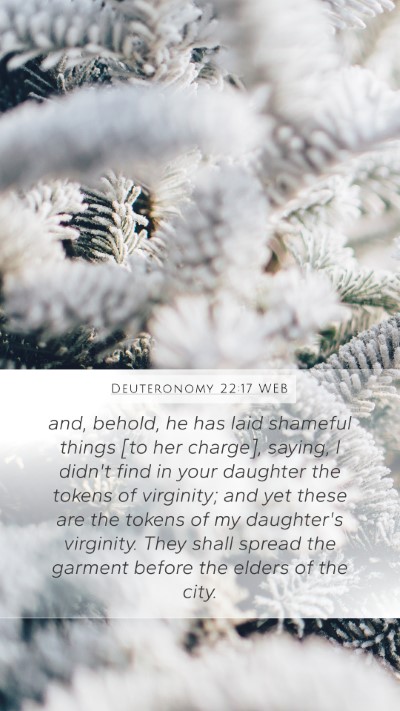 Deuteronomy 22:17 WEB Mobile Phone Wallpaper - and, behold, he has laid shameful things [to her - Mobile Bible Verse Wallpaper