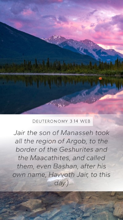 Deuteronomy 3:14 WEB Mobile Phone Wallpaper - Jair the son of Manasseh took all the region of - Mobile Bible Verse Wallpaper