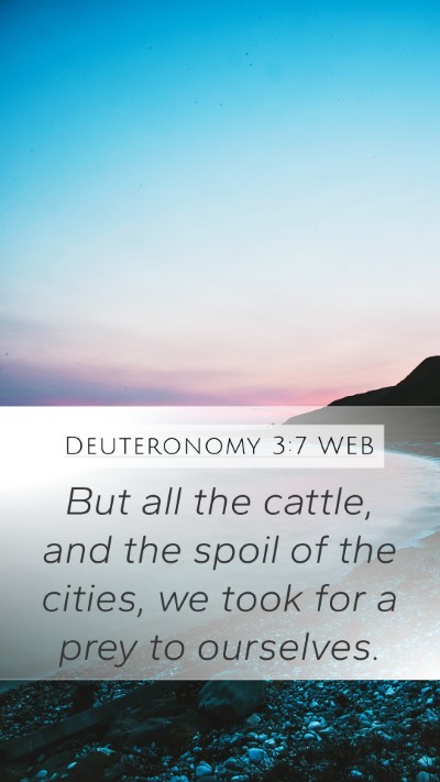 Deuteronomy 3:7 WEB Mobile Phone Wallpaper - But all the cattle, and the spoil of the cities, - Mobile Bible Verse Wallpaper
