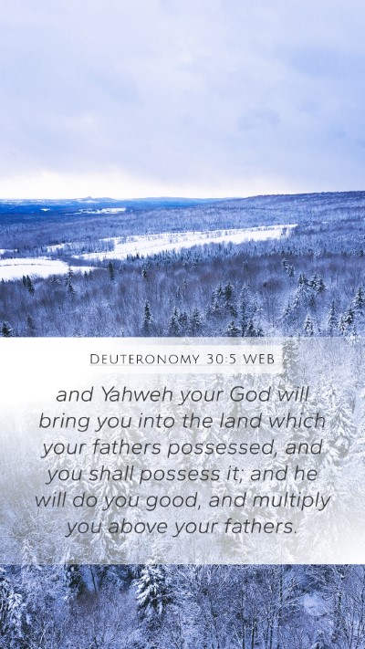 Deuteronomy 30:5 WEB Mobile Phone Wallpaper - and Yahweh your God will bring you into the land - Mobile Bible Verse Wallpaper