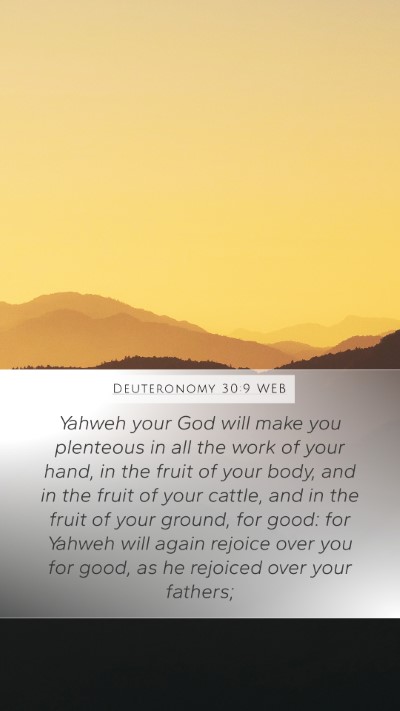 Deuteronomy 30:9 WEB Bible Verse Image