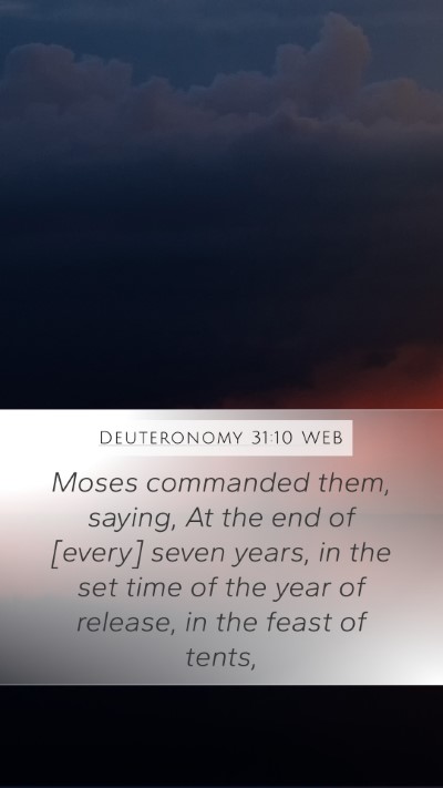 Deuteronomy 31:10 WEB Mobile Phone Wallpaper - Moses commanded them, saying, At the end of - Mobile Bible Verse Wallpaper