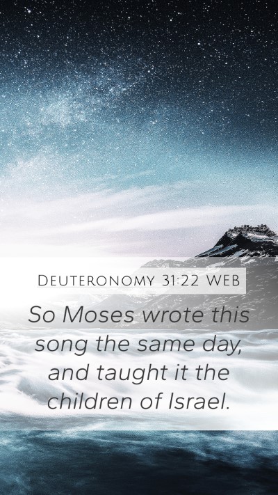 Deuteronomy 31:22 WEB Mobile Phone Wallpaper - So Moses wrote this song the same day, and taught - Mobile Bible Verse Wallpaper