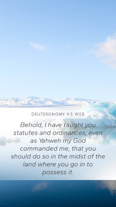 Deuteronomy 4:5 WEB Bible Verse Image