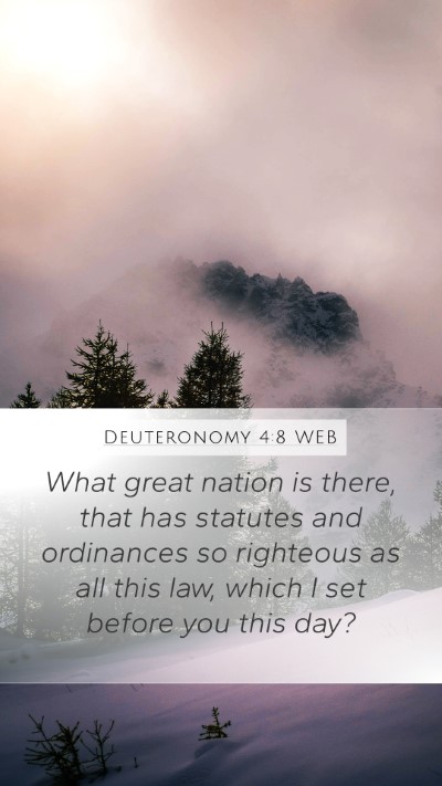 Deuteronomy 4:8 WEB Bible Verse Image