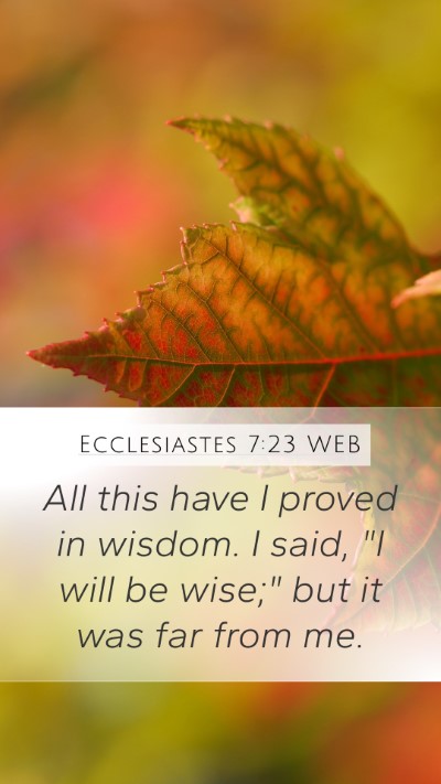 Ecclesiastes 7:23 WEB Mobile Phone Wallpaper - All this have I proved in wisdom. I said, 