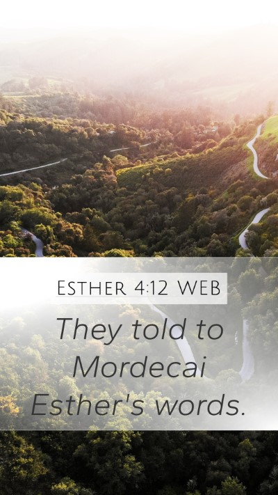 Esther 4:12 WEB Mobile Phone Wallpaper - They told to Mordecai Esther's - Mobile Bible Verse Wallpaper