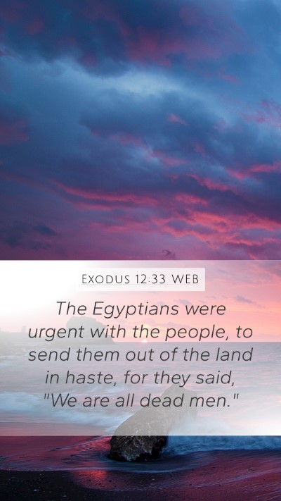 Exodus 12:33 WEB Bible Verse Image