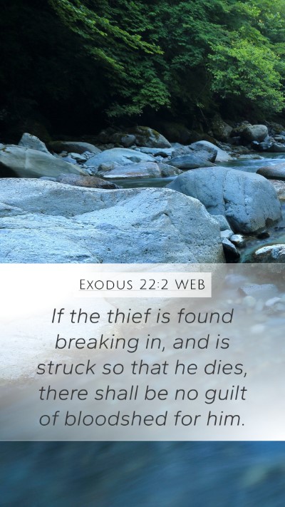 Exodus 22:2 WEB Mobile Phone Wallpaper - If the thief is found breaking in, and is struck - Mobile Bible Verse Wallpaper