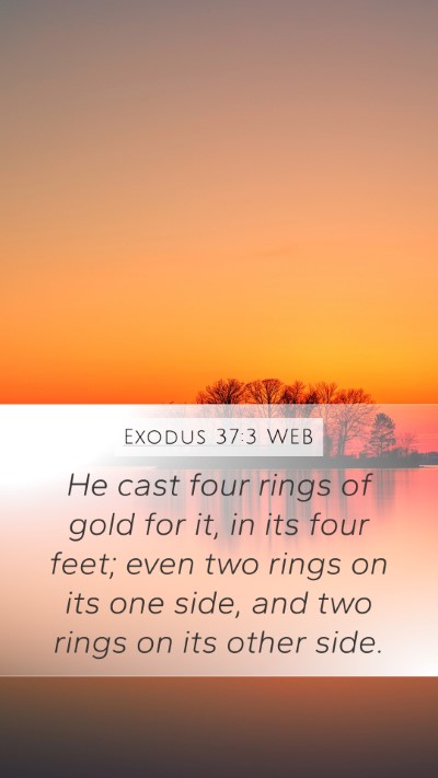 Exodus 37:3 WEB Mobile Phone Wallpaper - He cast four rings of gold for it, in its four - Mobile Bible Verse Wallpaper