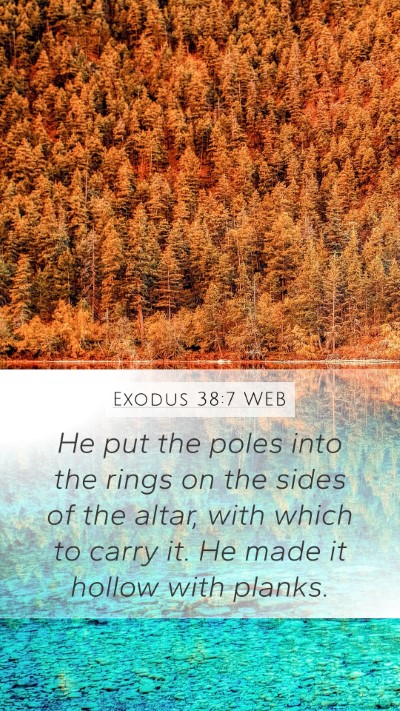 Exodus 38:7 WEB Mobile Phone Wallpaper - He put the poles into the rings on the sides of - Mobile Bible Verse Wallpaper