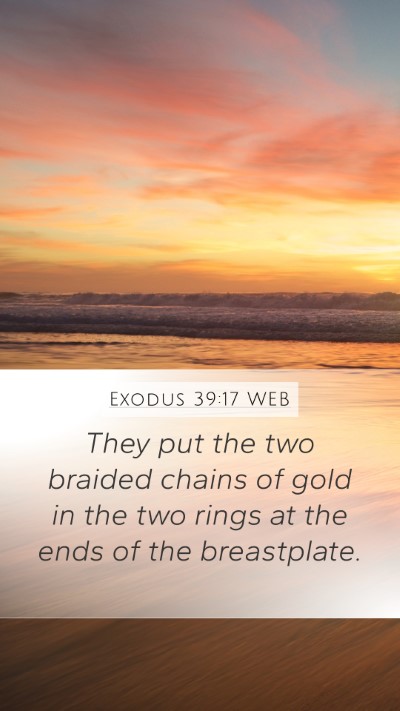 Exodus 39:17 WEB Mobile Phone Wallpaper - They put the two braided chains of gold in the - Mobile Bible Verse Wallpaper