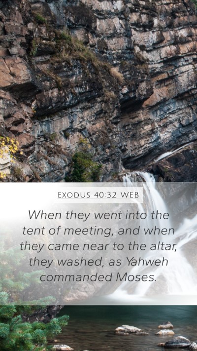 Exodus 40:32 WEB Mobile Phone Wallpaper - When they went into the tent of meeting, and when - Mobile Bible Verse Wallpaper