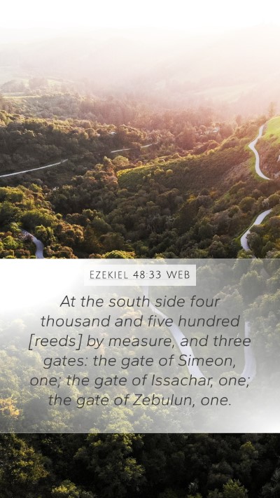 Ezekiel 48:33 WEB Mobile Phone Wallpaper - At the south side four thousand and five hundred - Mobile Bible Verse Wallpaper