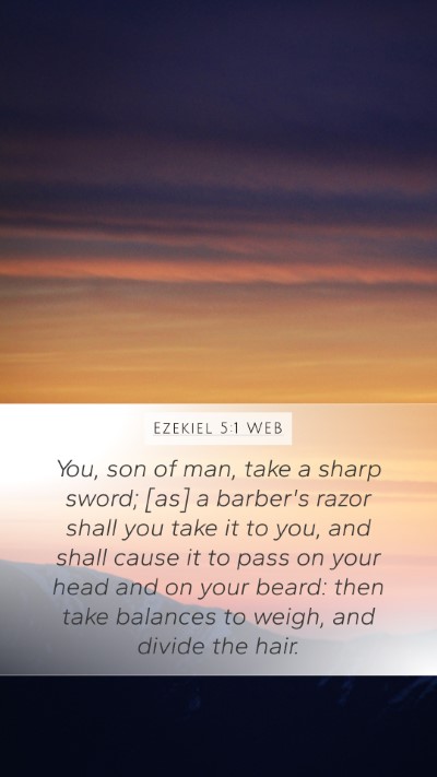 Ezekiel 5:1 WEB Bible Verse Image