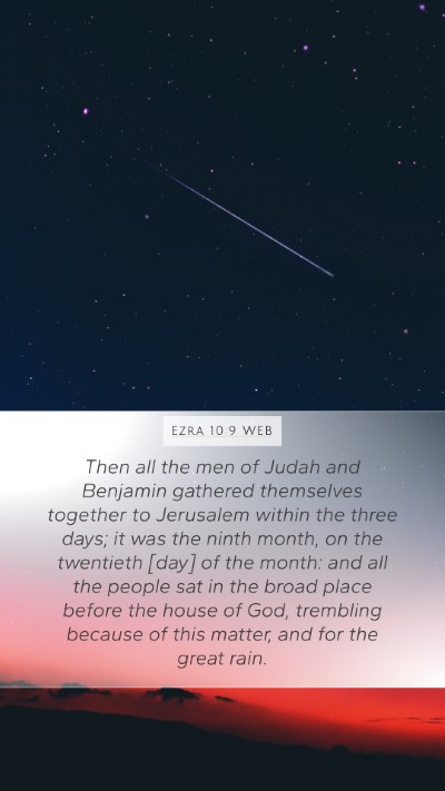 Ezra 10:9 WEB Bible Verse Image