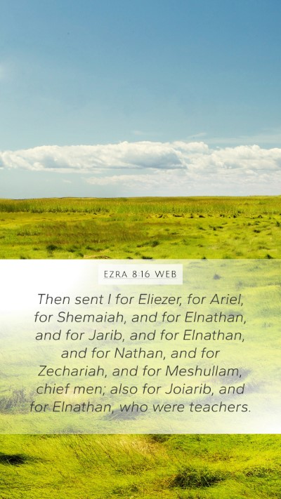 Ezra 8:16 WEB Bible Verse Image