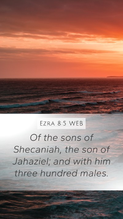 Ezra 8:5 WEB Mobile Phone Wallpaper - Of the sons of Shecaniah, the son of Jahaziel; - Mobile Bible Verse Wallpaper