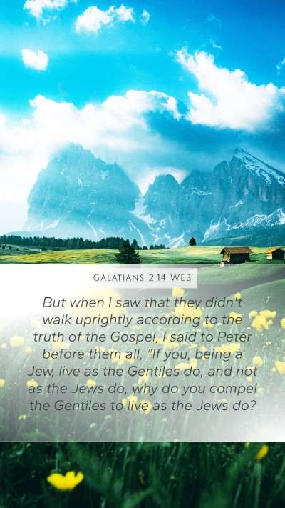 Galatians 2:14 WEB Bible Verse Image