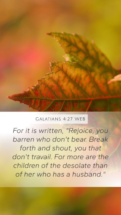 Galatians 4:27 WEB Bible Verse Image