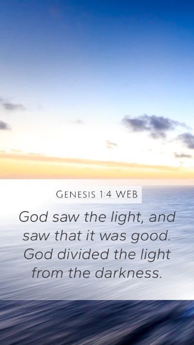 Genesis 1:4 WEB Bible Verse Image