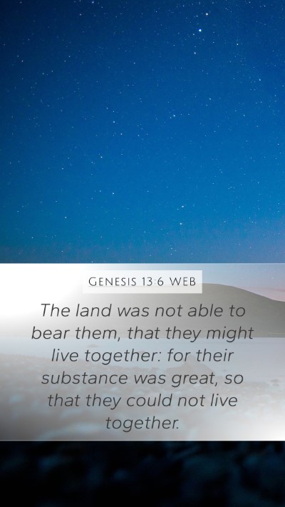 Genesis 13:6 WEB Bible Verse Image