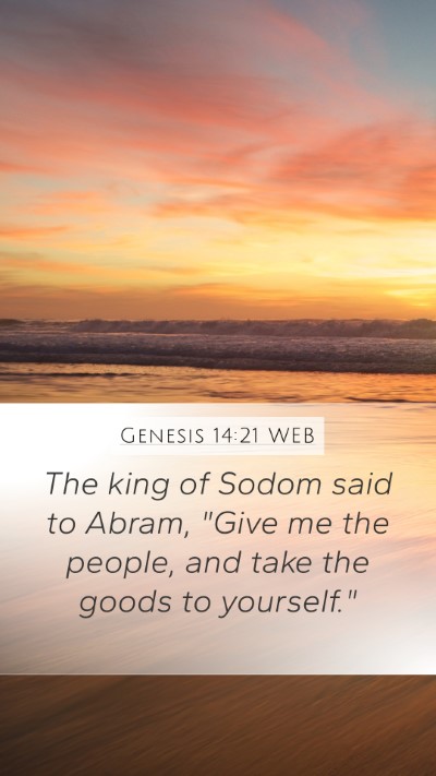 Genesis 14:21 WEB Bible Verse Image