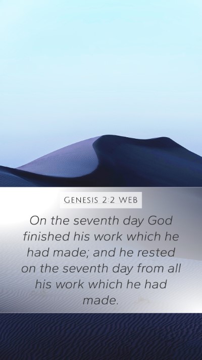 Genesis 2:2 WEB Bible Verse Image