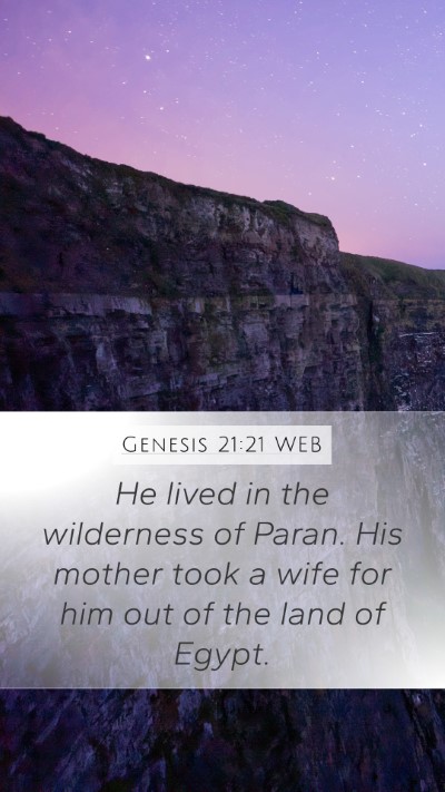 Genesis 21:21 WEB Bible Verse Image