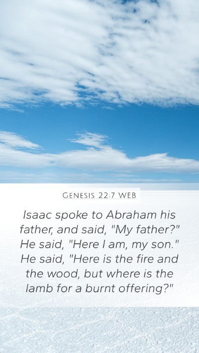 Genesis 22:7 WEB Mobile Phone Wallpaper - Isaac spoke to Abraham his father, and said, 