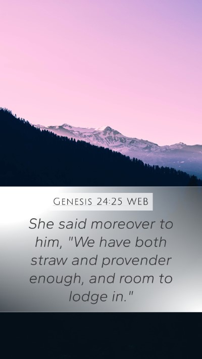 Genesis 24:25 WEB Mobile Phone Wallpaper - She said moreover to him, 