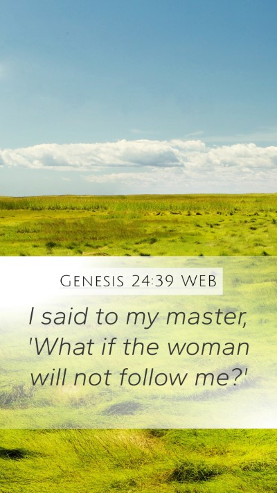 Genesis 24:39 WEB Mobile Phone Wallpaper - I said to my master, 'What if the woman will not - Mobile Bible Verse Wallpaper