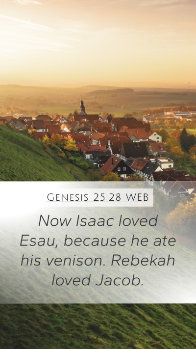 Genesis 25:28 WEB Bible Verse Image