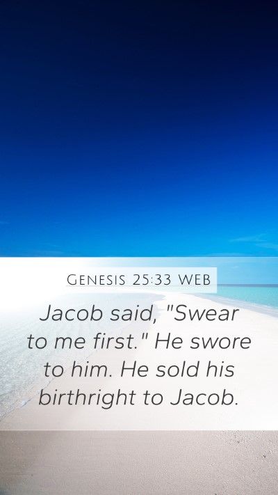 Genesis 25:33 WEB Bible Verse Image