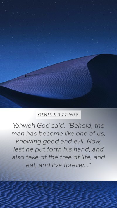 Genesis 3:22 WEB Bible Verse Image