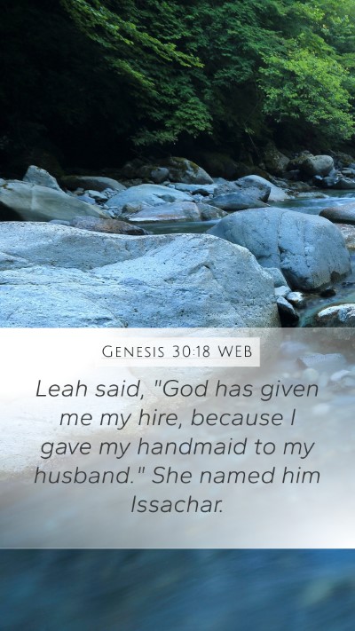 Genesis 30:18 WEB Bible Verse Image