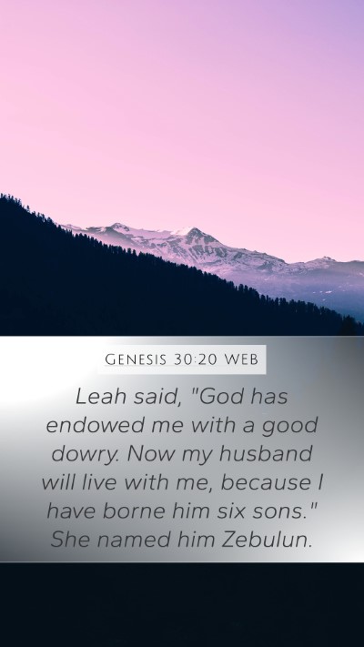 Genesis 30:20 WEB Bible Verse Image