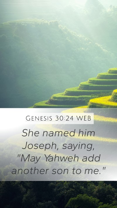 Genesis 30:24 WEB Bible Verse Image