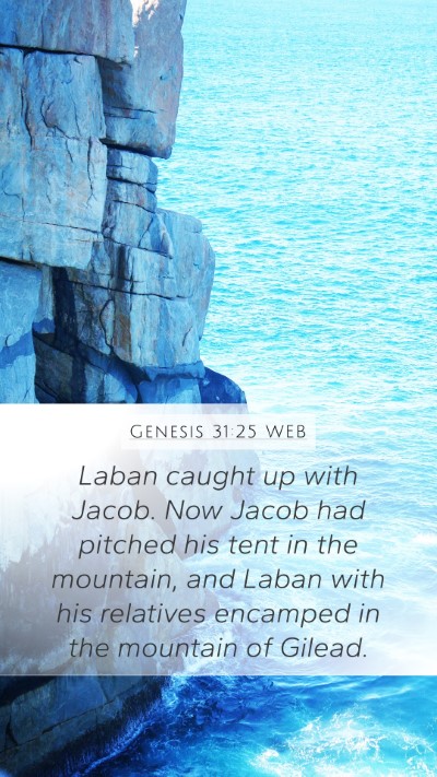 Genesis 31:25 WEB Mobile Phone Wallpaper - Laban caught up with Jacob. Now Jacob had pitched - Mobile Bible Verse Wallpaper