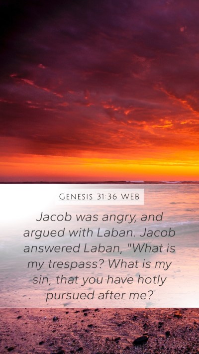 Genesis 31:36 WEB Bible Verse Image