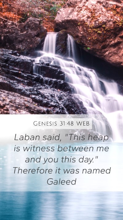 Genesis 31:48 WEB Mobile Phone Wallpaper - Laban said, 