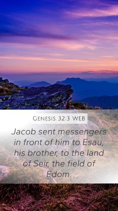 Genesis 32:3 WEB Mobile Phone Wallpaper - Jacob sent messengers in front of him to Esau, - Mobile Bible Verse Wallpaper