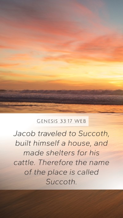 Genesis 33:17 WEB Mobile Phone Wallpaper - Jacob traveled to Succoth, built himself a house, - Mobile Bible Verse Wallpaper