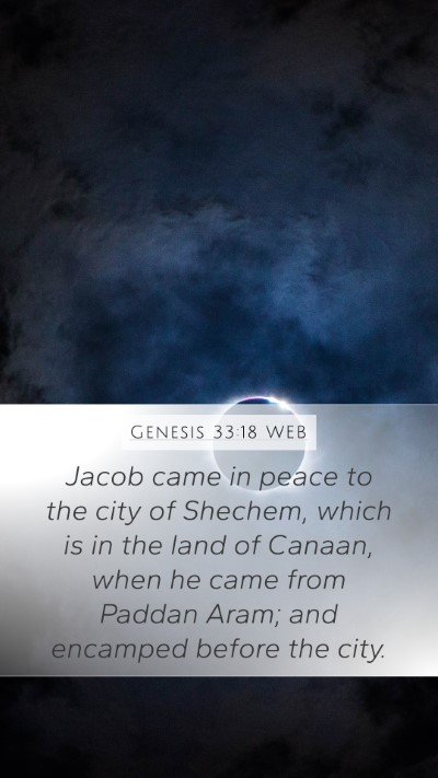 Genesis 33:18 WEB Bible Verse Image